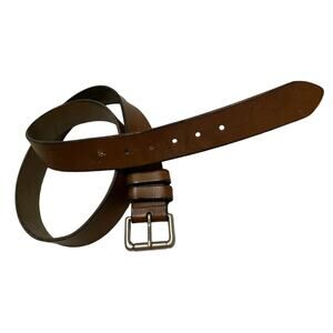 POLO RALPH LAUREN Men's Logo Leather Roller Buckle Belt DARK BROWN Size 37/90